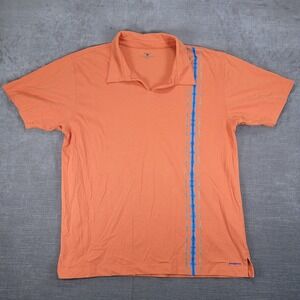 Patagonia‎ Polo Shirt Graphic Short Sleeve Casual Top Orange Mens Size Large